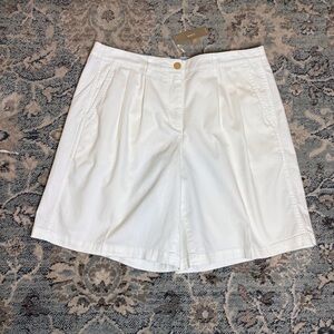 J. Crew White Pleated Bermuda Shorts